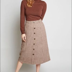 ModCloth paneled pupil plaid midi skirt